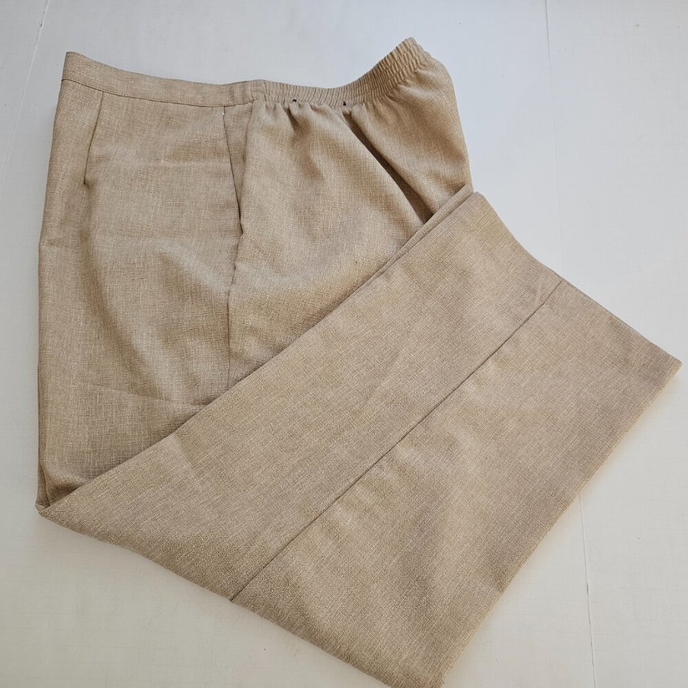 Alfred Dunner Pants Womens 24W Beige Pull-on Back Waist  Elastic Pockets